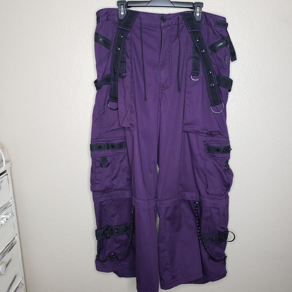 Tripp NYC XL Purple Wide Leg Stovepipe Grunge Goth Rave Convertible Pants